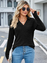 WomenNew Spring And Autumn Shirt Blouse Solid Color Pit Stripe Long-sleeved Sweater